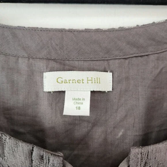 Garnet Hill Grey Boheme Lace Dress Shift Style Cocktail Formal Women's 18 - Picture 7 of 9